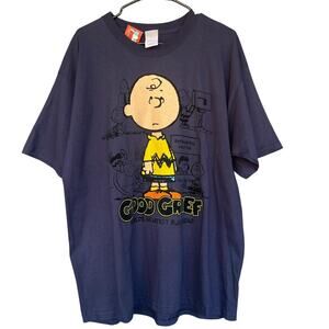 Peanuts Charlie Brown Shirt Mens XL Navy Good Grief Graphic Gildan T-Shirt Tee